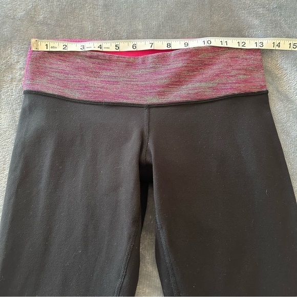 Lululemon Crop Legging Yoga Pants Size 6 striped waist black multicolor - Picture 4 of 8